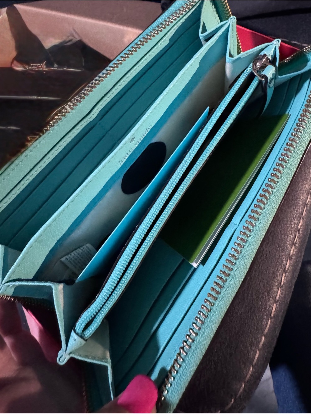 kate spade turquoise zip-around wallet - Picture 3 of 4